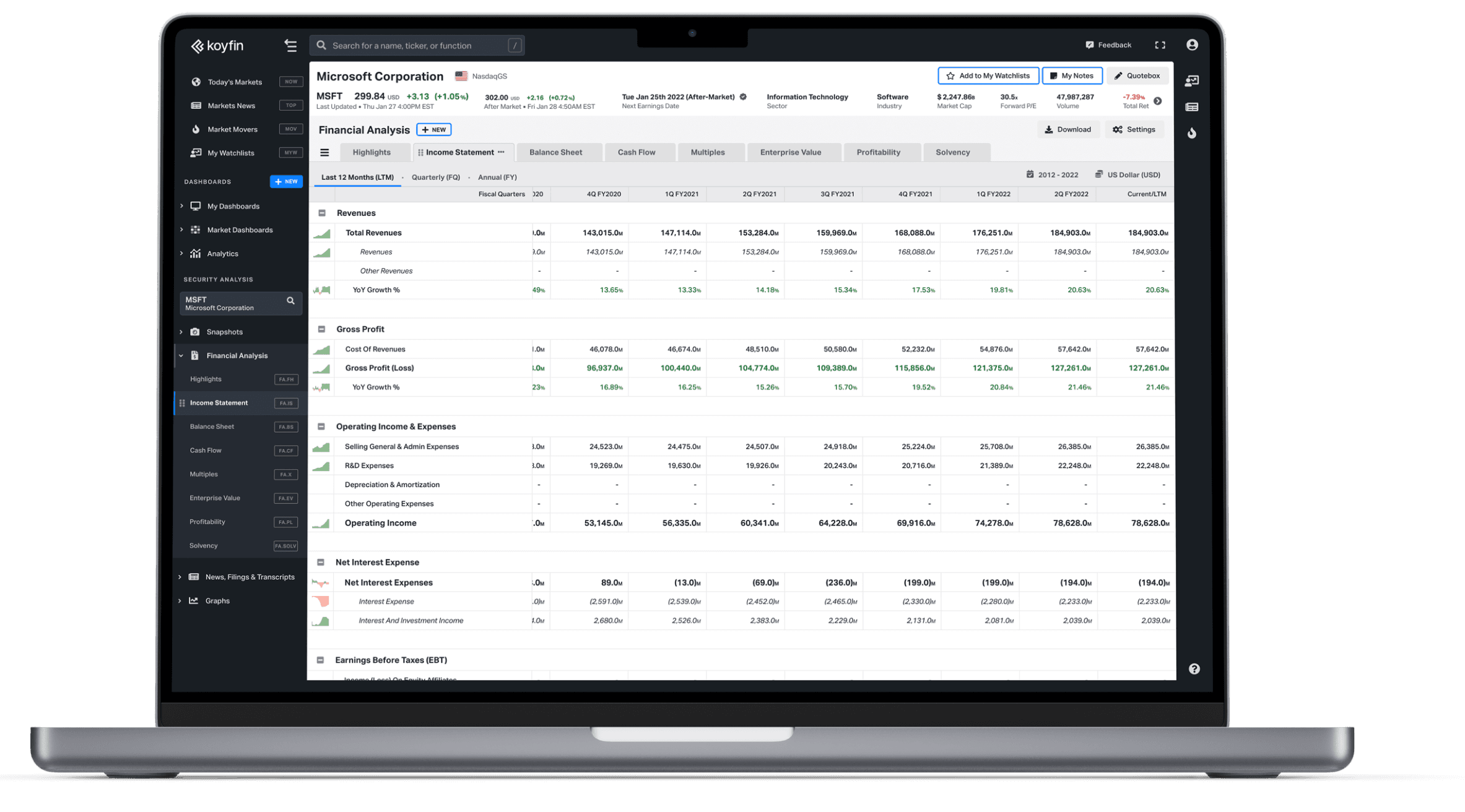 The analysts speak, and the market moves. We help you keep up. Koyfin puts the world’s financial data at your fingertips. When the analysts speak, you can listen in.